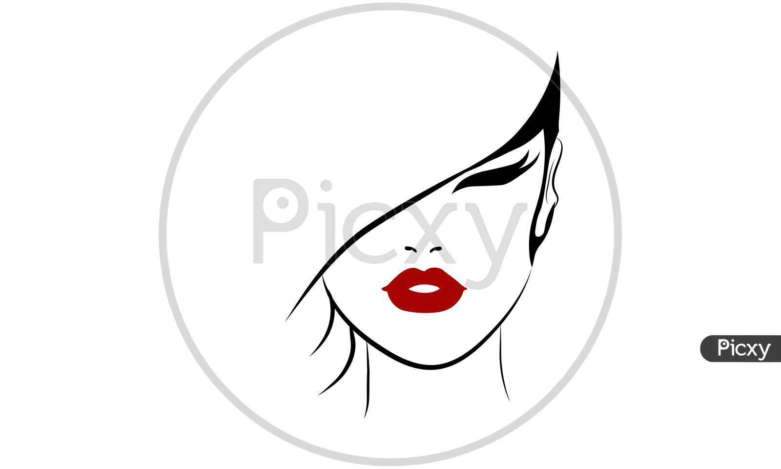vector illustration of a woman with a red lips