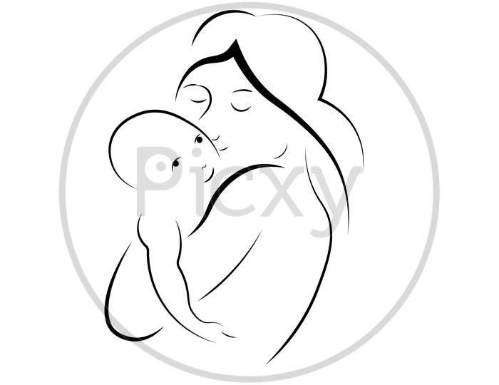 A illustration of a mother & her new bond baby child.