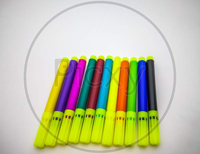 Pack Of Sketch Pens Isolated With White Background
