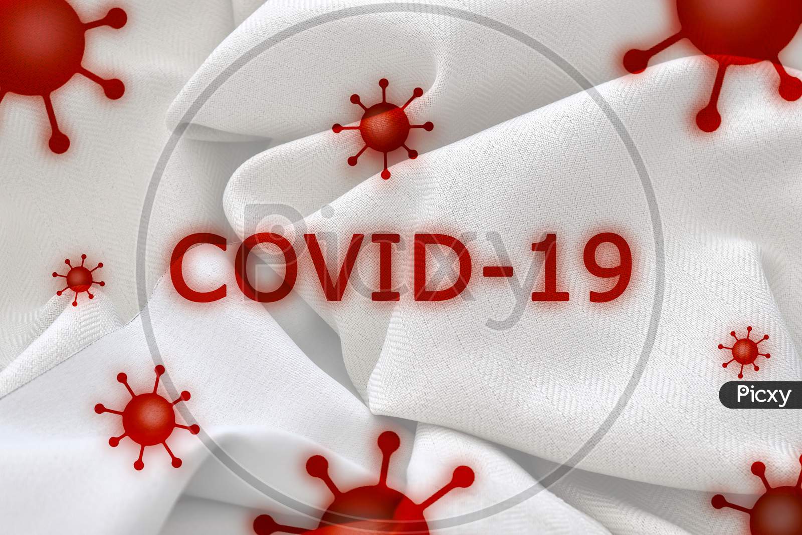 Illustration of COVID-19 and coronavirus texts on a white background