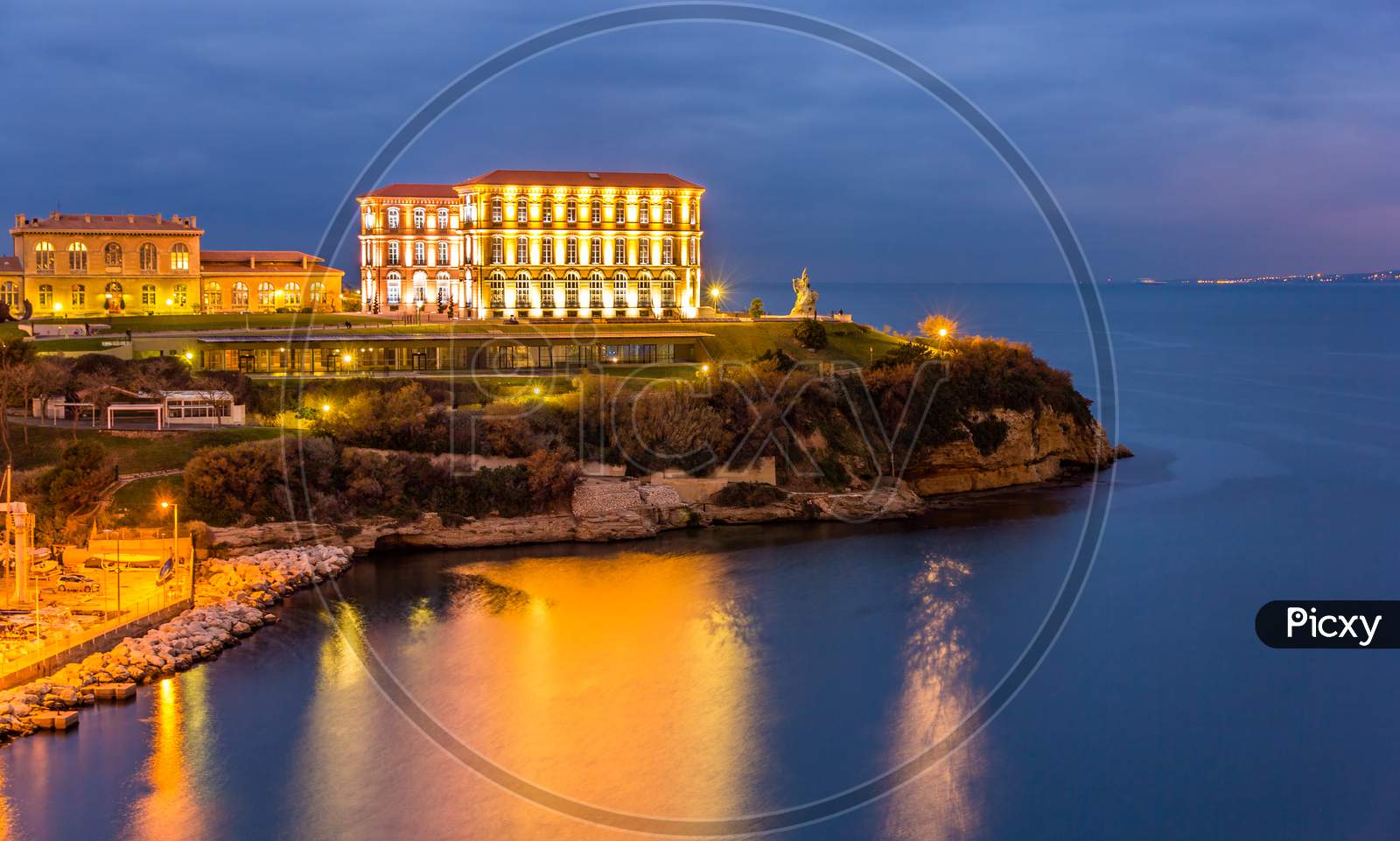 Palais Du Pharo In Marseille By Night - France