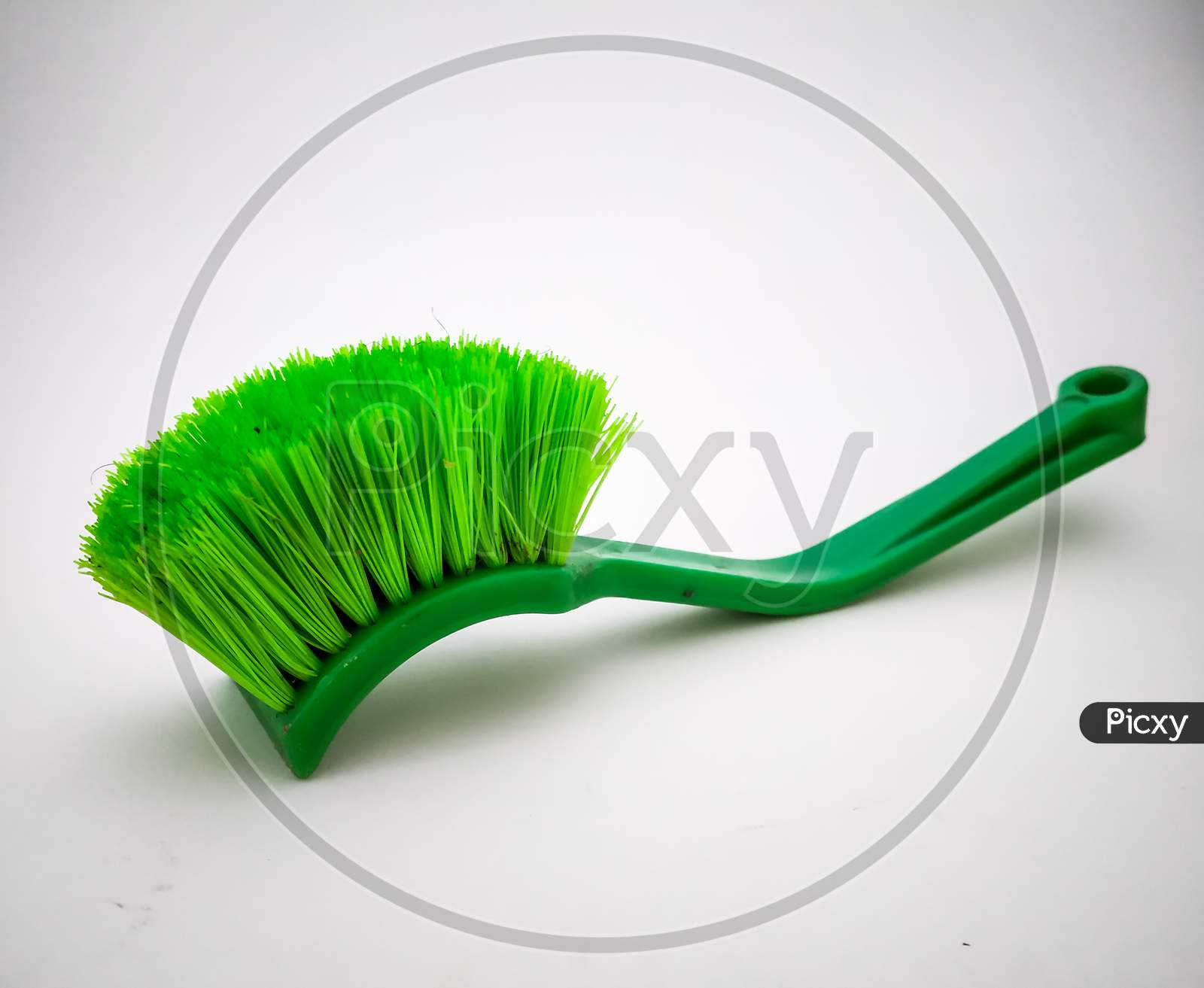 Dish Washing And Basin'S Cleaning Brush Isolated With White Background.