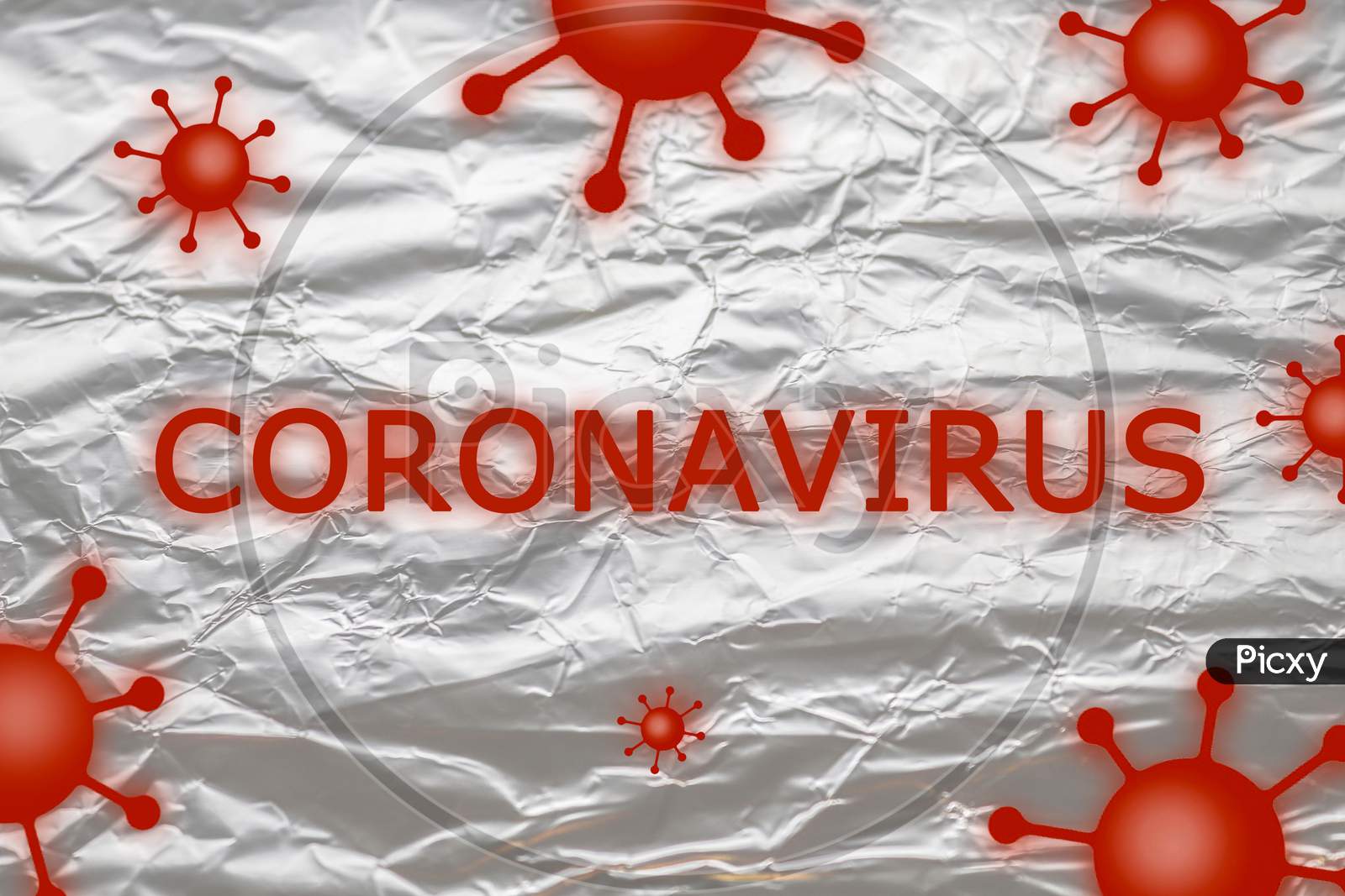 Illustration of COVID-19 and coronavirus texts on a white background