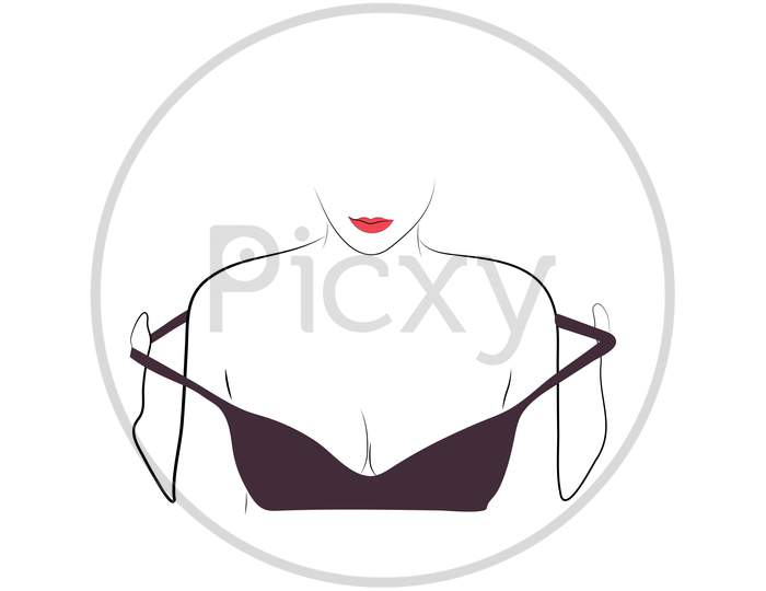 illustration of a woman taking off her bra.