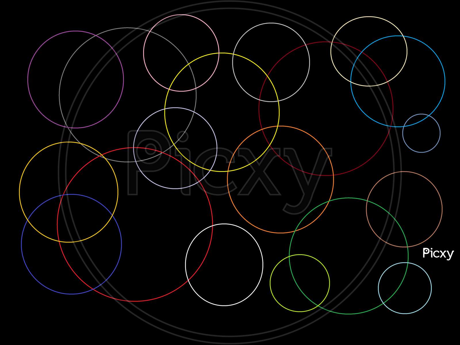 Illustration of colorful circles isolated in black background