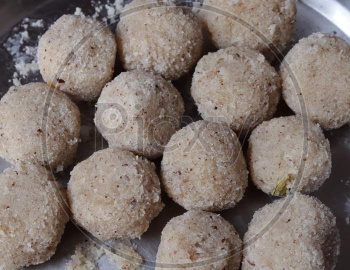 Indian Sweet Savories  Semolina Laddu Or Ravva Laddu