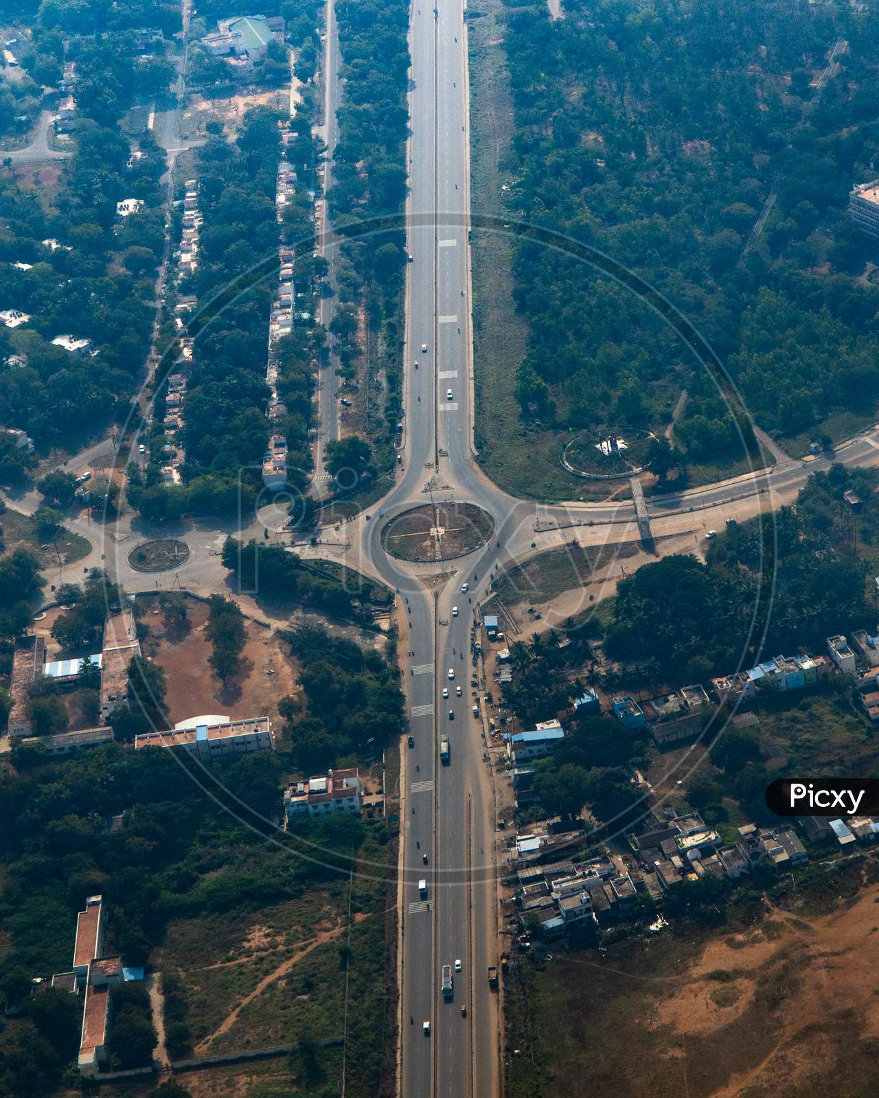 Aerial View Of Outer Ring Road Of Hyderabad From Flight Window