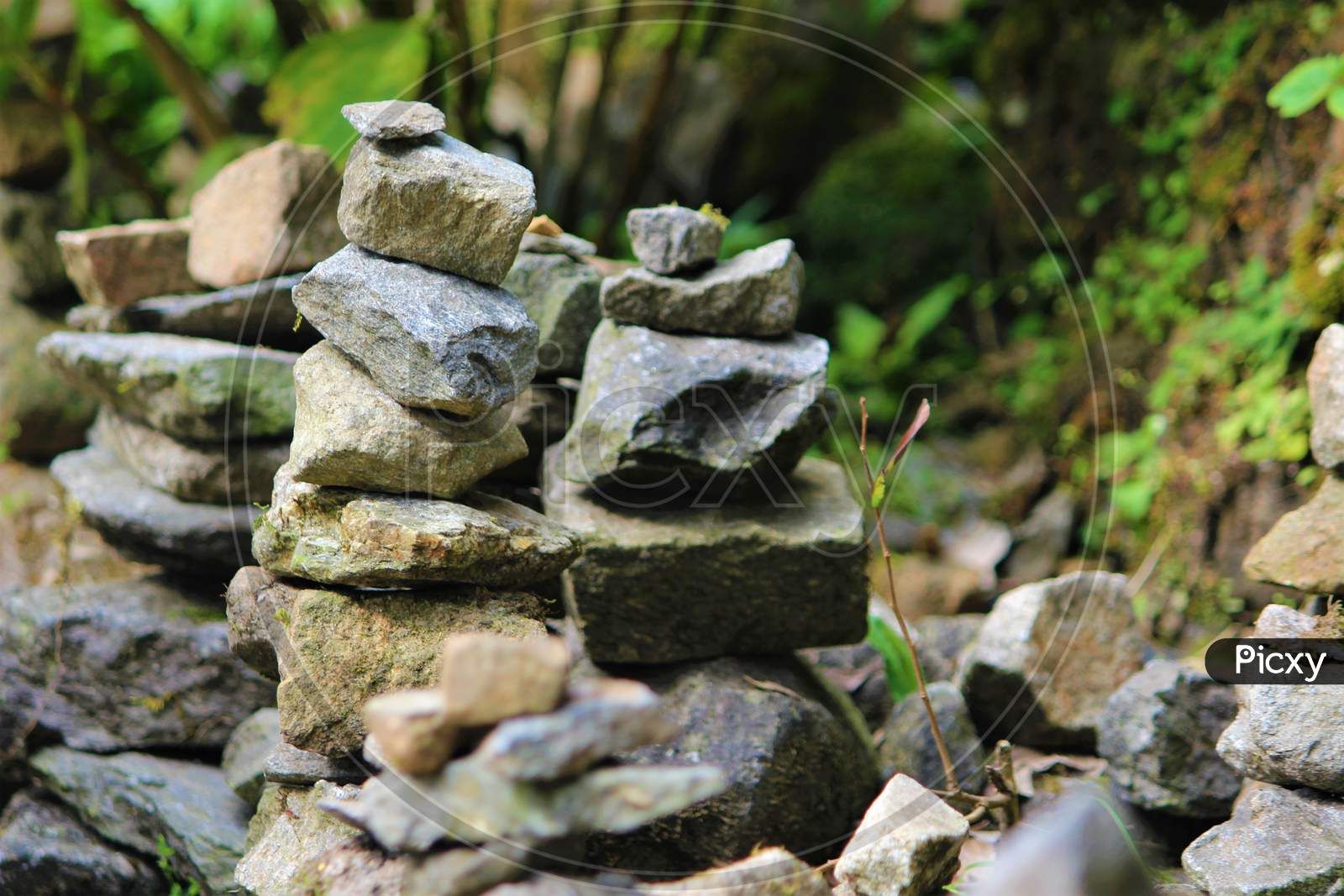 Stones Arranged on One By One At a Water Channel