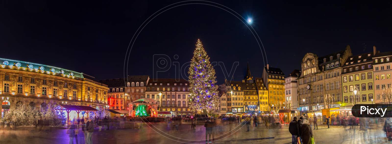 Christmas Tree With Christmas Market At Kleber Square In Strasbo