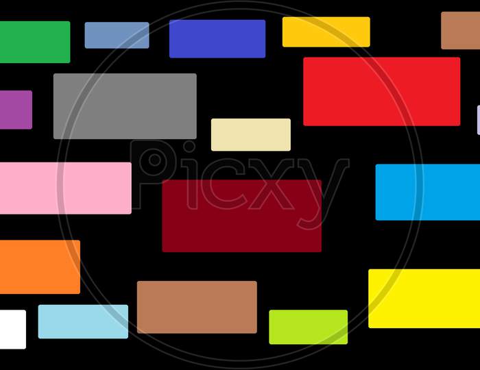 An illumination of colourful rectangle blocks isolated in black background.