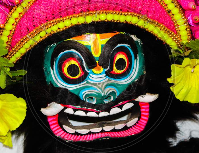 A Colorful Demon Mask Made Of Papers