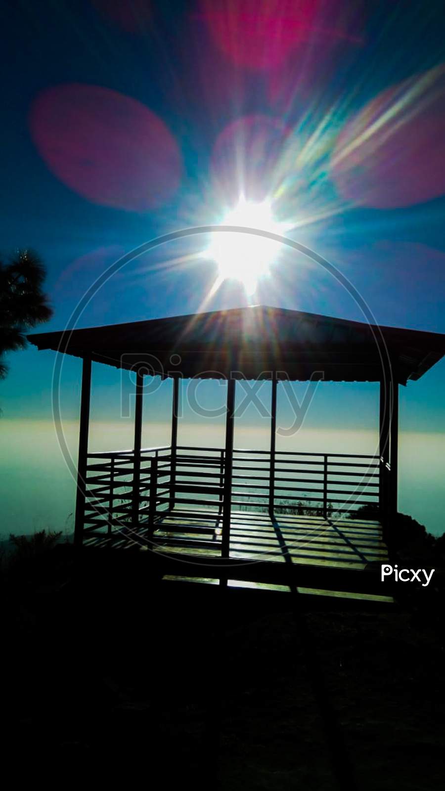 Sun shade made at cliff in Kasauli Monkey point hill clear sky horizon
