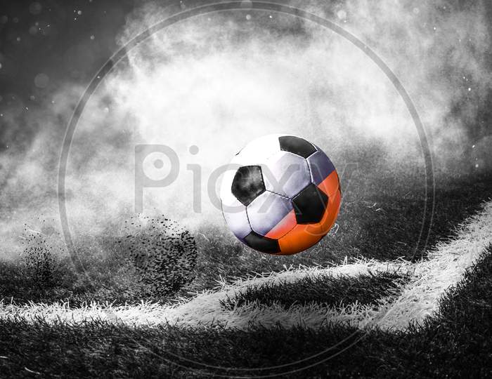 Football tournament, Soccer, cup, green field ,Design Background Black and white view