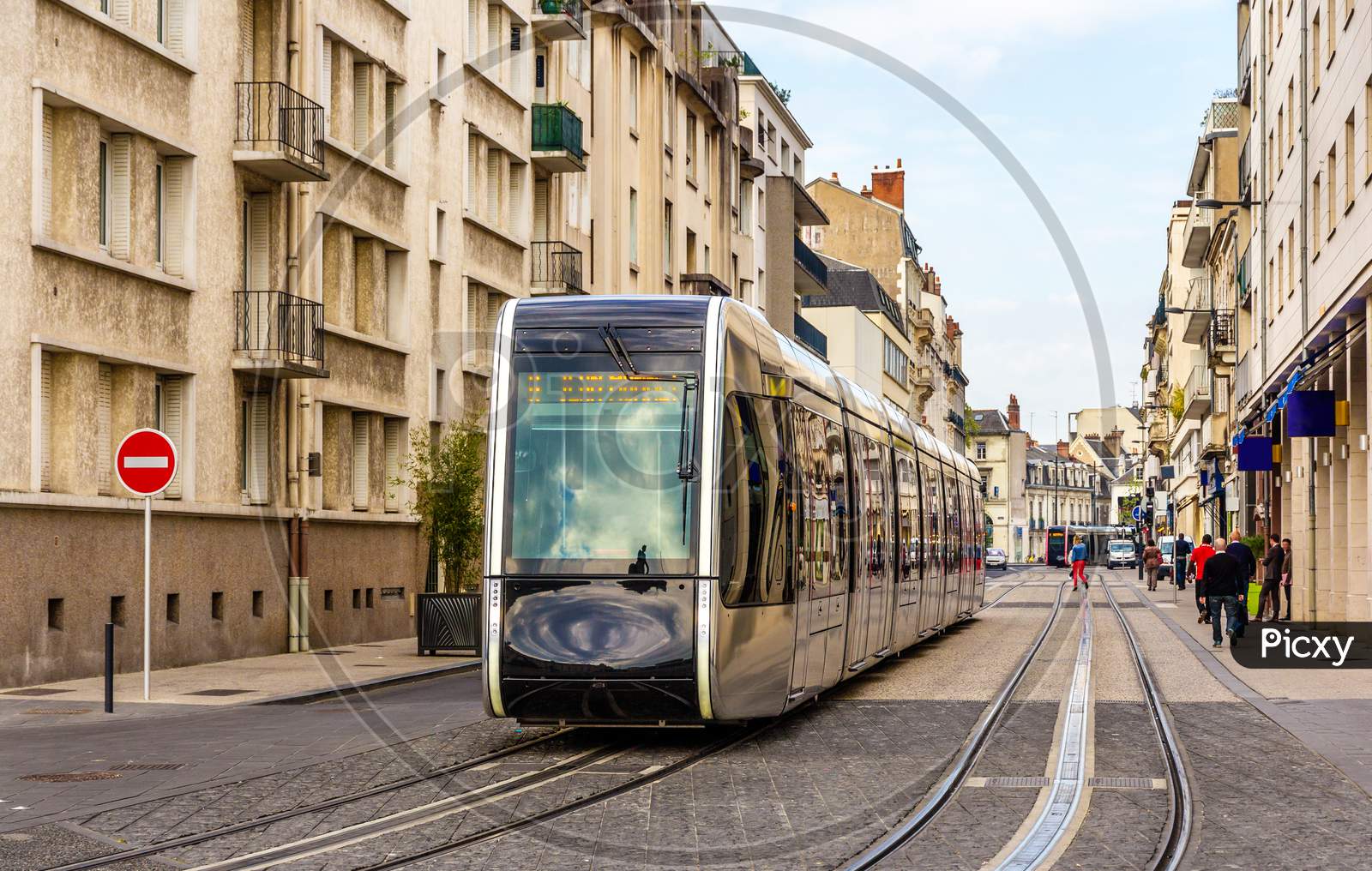 Wireless Tram In The City Centre Of Tours - France
