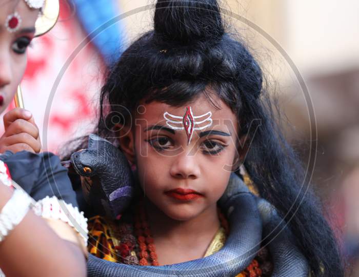 Indian Young boy Portraying As Lord Shiva In Pushkar Fair, Pushkar