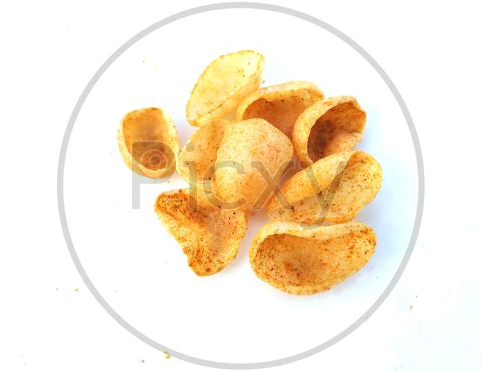 some yellow eatable food  isolated on white background
