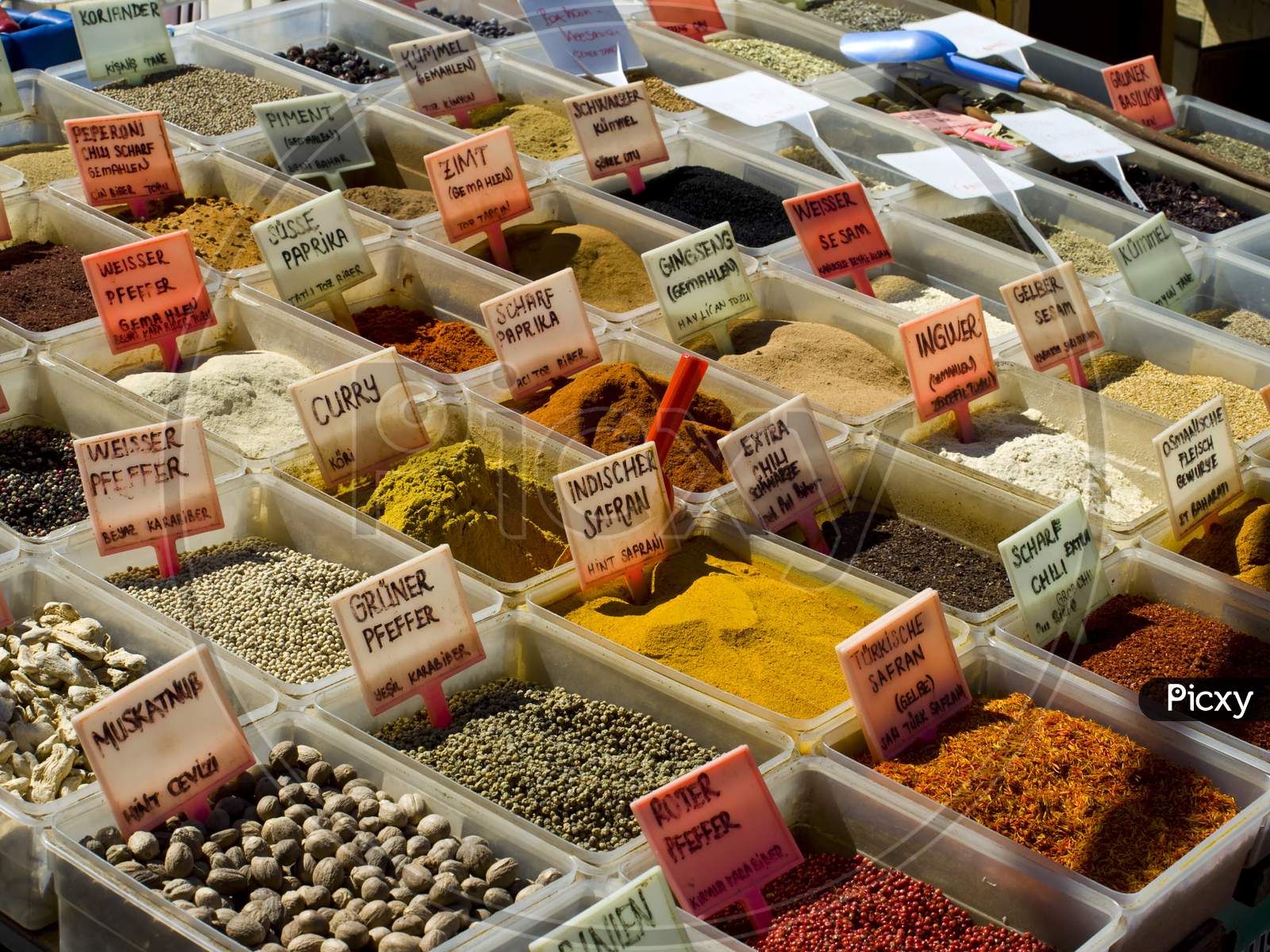 Collection of spices found on a Turkish market