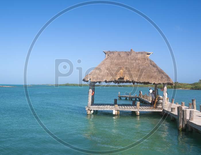 Small pier or docking place for the fishing boats to tie up in the Caribbean