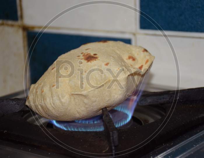 A Puffed Indian Roti or Bread