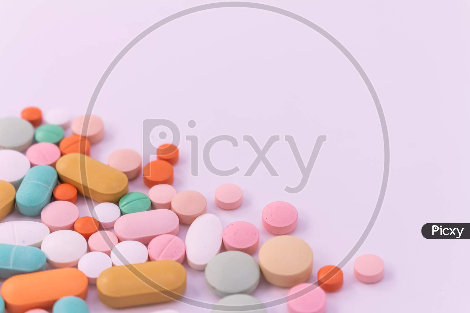 Pills Of Various Colors. Medications For Oral Use. Drugs In The Form Of Tablets.