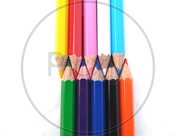 some colorful wooden pencil isolated on white background