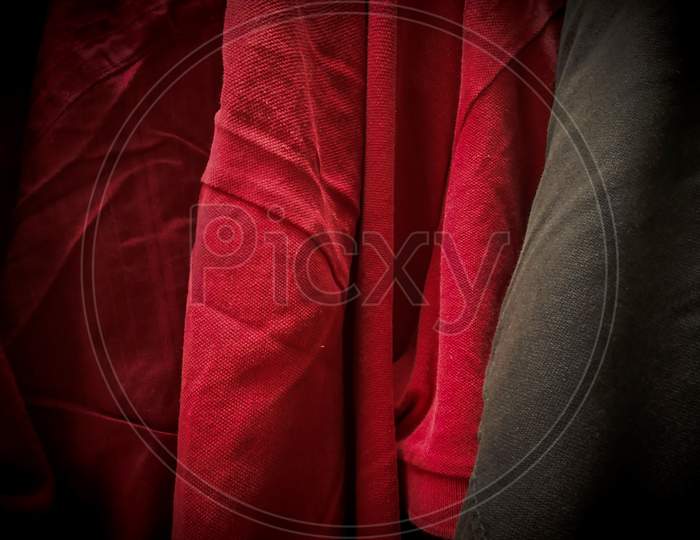 Red And Black Backdrop Cloth With Fiber Texture Can Be Used As A Background.