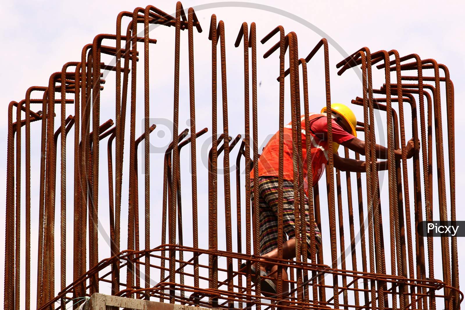 Daily Labourer Work On A Construction Site During A Government-Imposed Nationwide Lockdown As A Preventive Measure Against The Covid-19 Coronavirus, In Ajmer, Rajasthan, India On May 13, 2020.