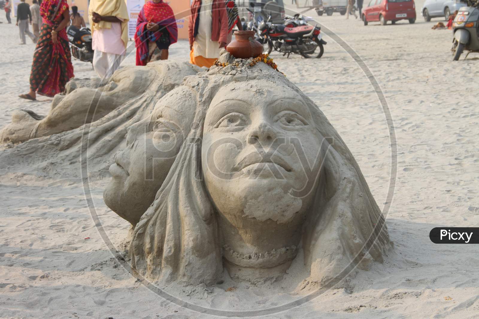 Sand Art or Sand Statues In Allahabad During Kumbh Mela