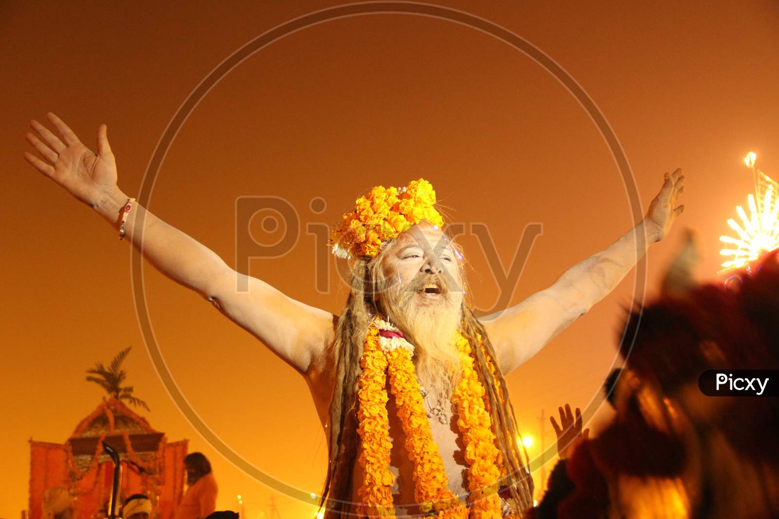 Aghori or Naga Sadhu Arriving  At Allahabad Kumbh Mela