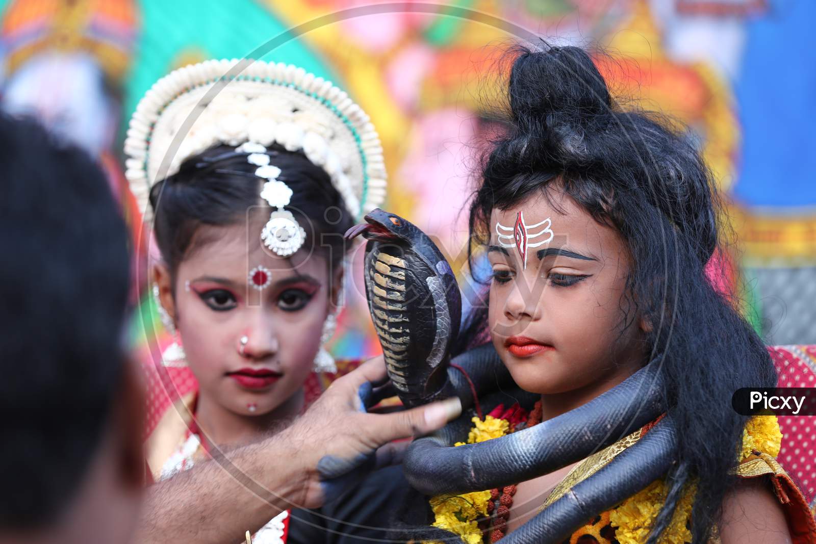 Indian Young Children Portraying Indian Mythological Characters And Indian Gods  In Pushkar Fair, Pushkar