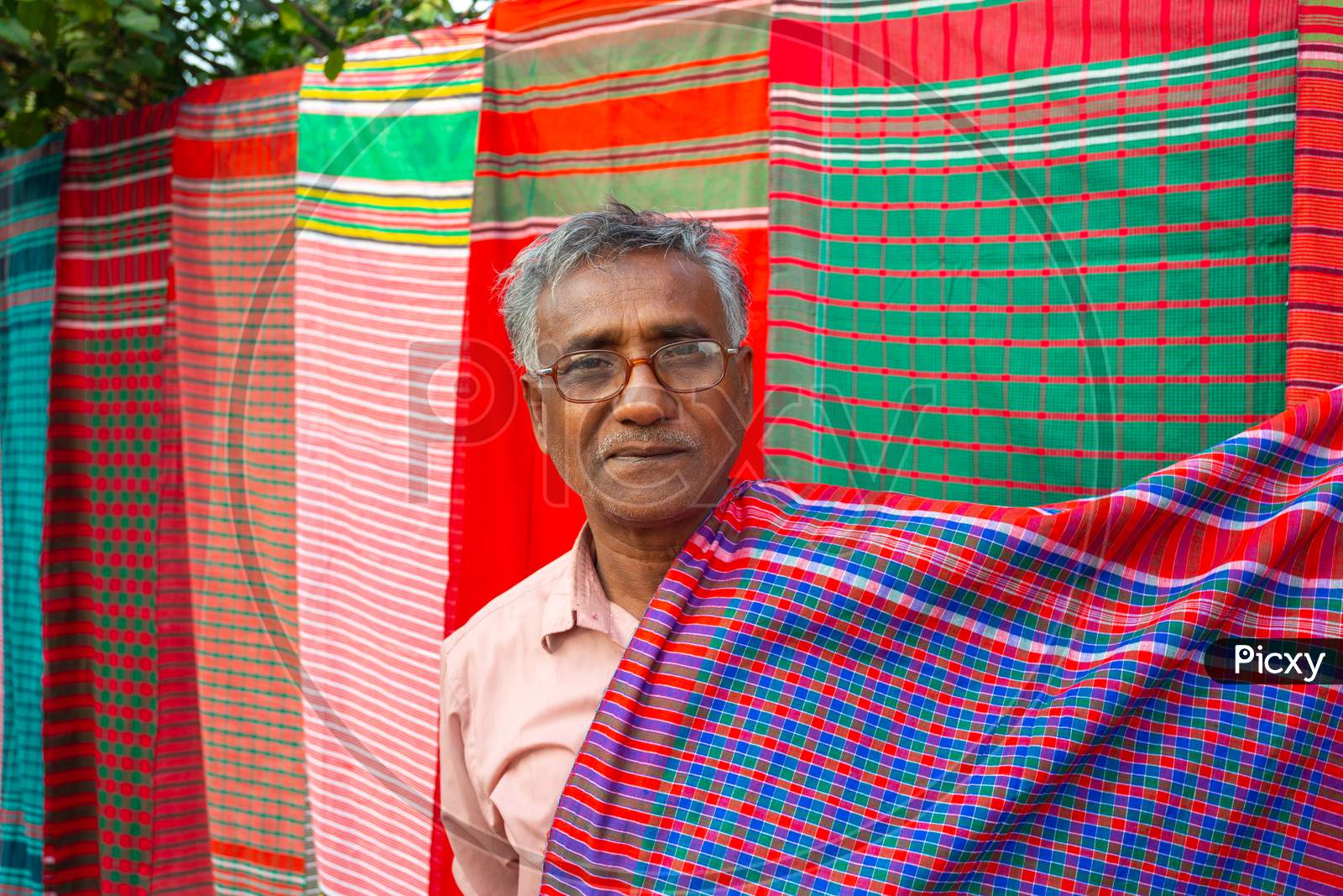 Traditional Towels Or Gamcha Salesman.
