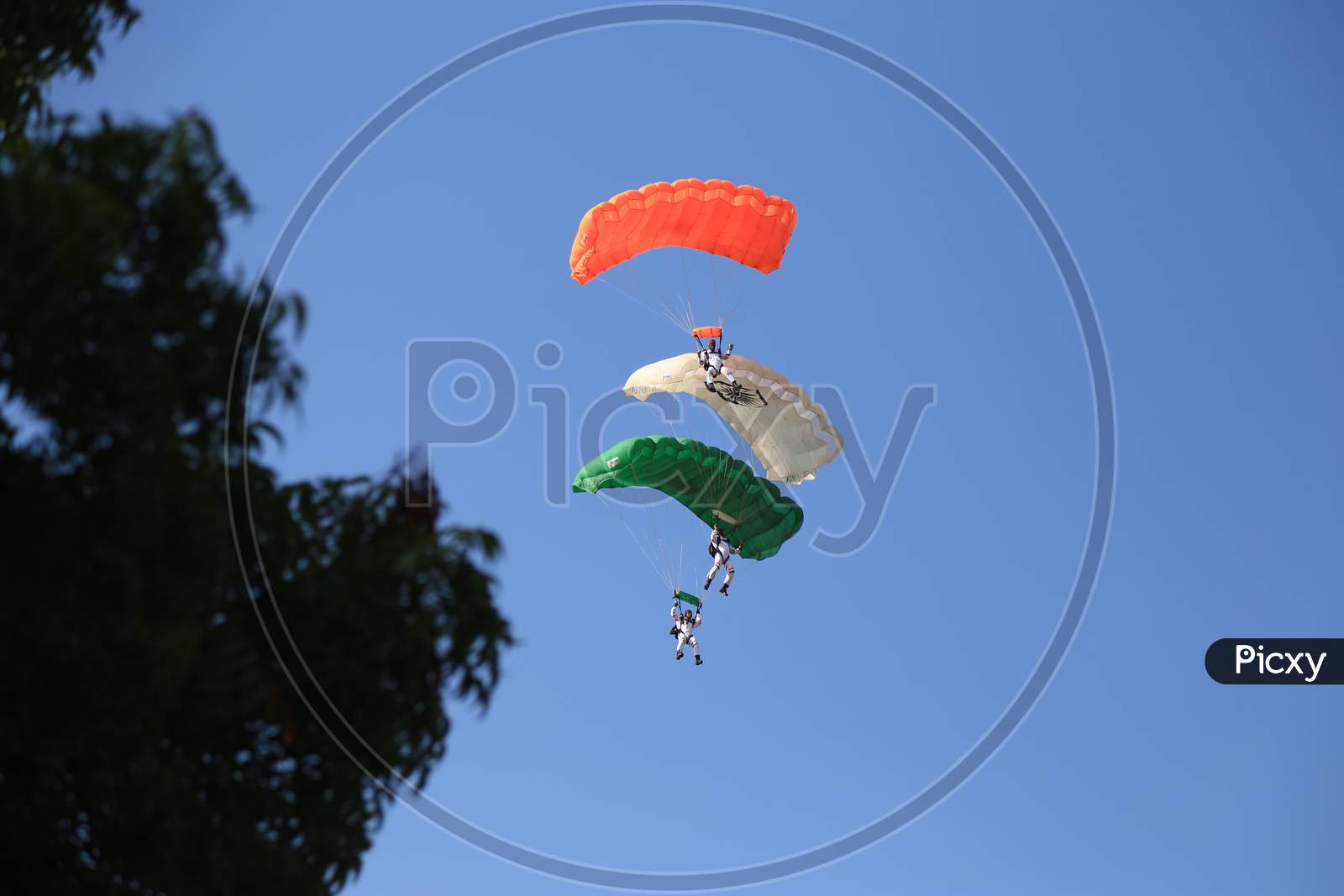 Members Of Indian Air Force Sky Diving Team Akash Ganga Perform In Ajmer, Rajasthan 