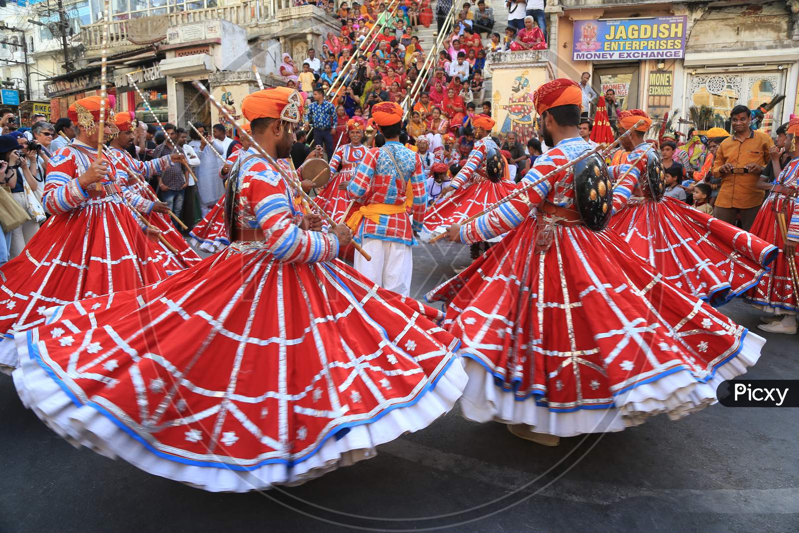 Rajasthani Folk Artist Performs during Gangaur Festival in Udaipur, Rajasthan, India.