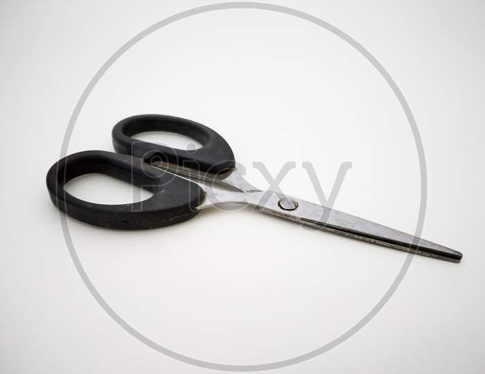 Scissor Of Black Handle Isolated With White Background