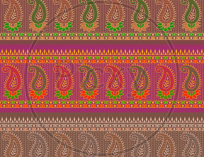 Floral Abstract Paisley Border Design Background