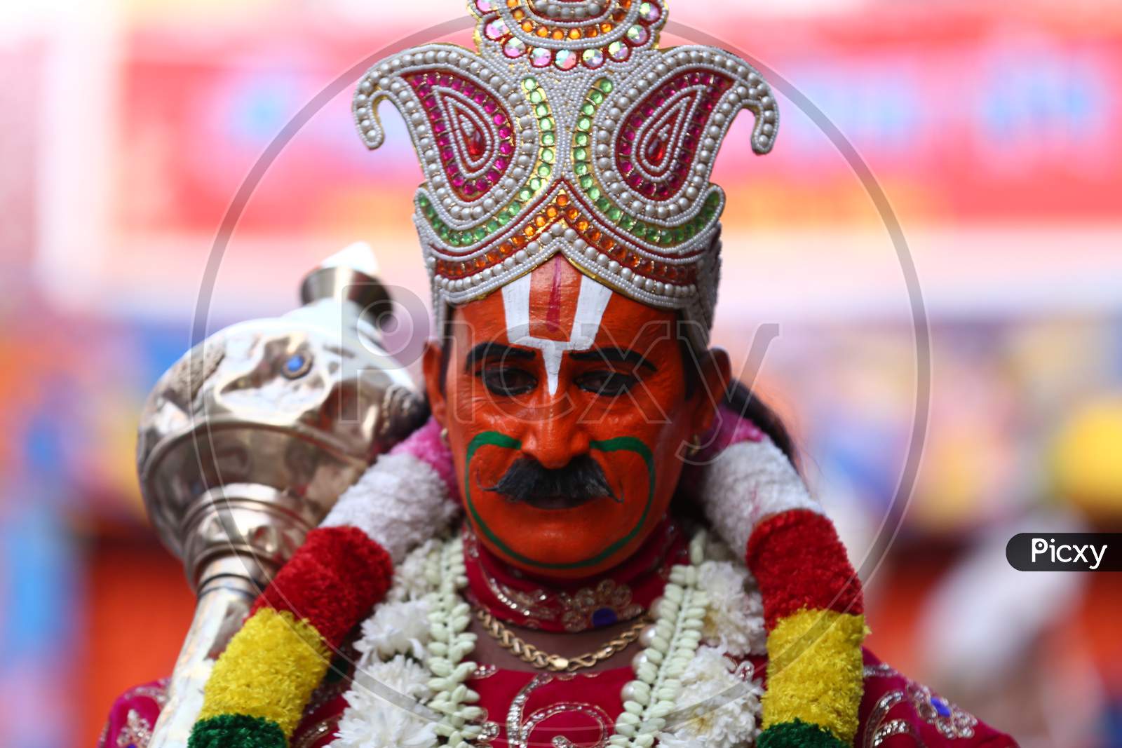 Image of A Man dressed as Lord Hanuman during 'Dussehra' festival ...