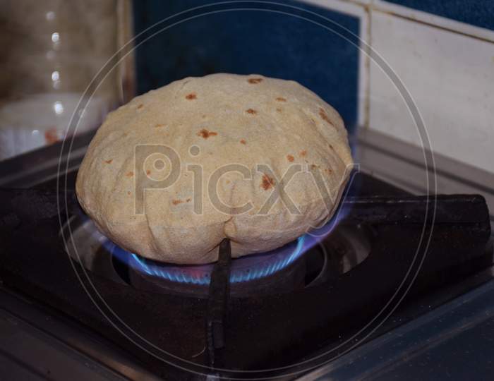 Puffed Indian Roti or Bread