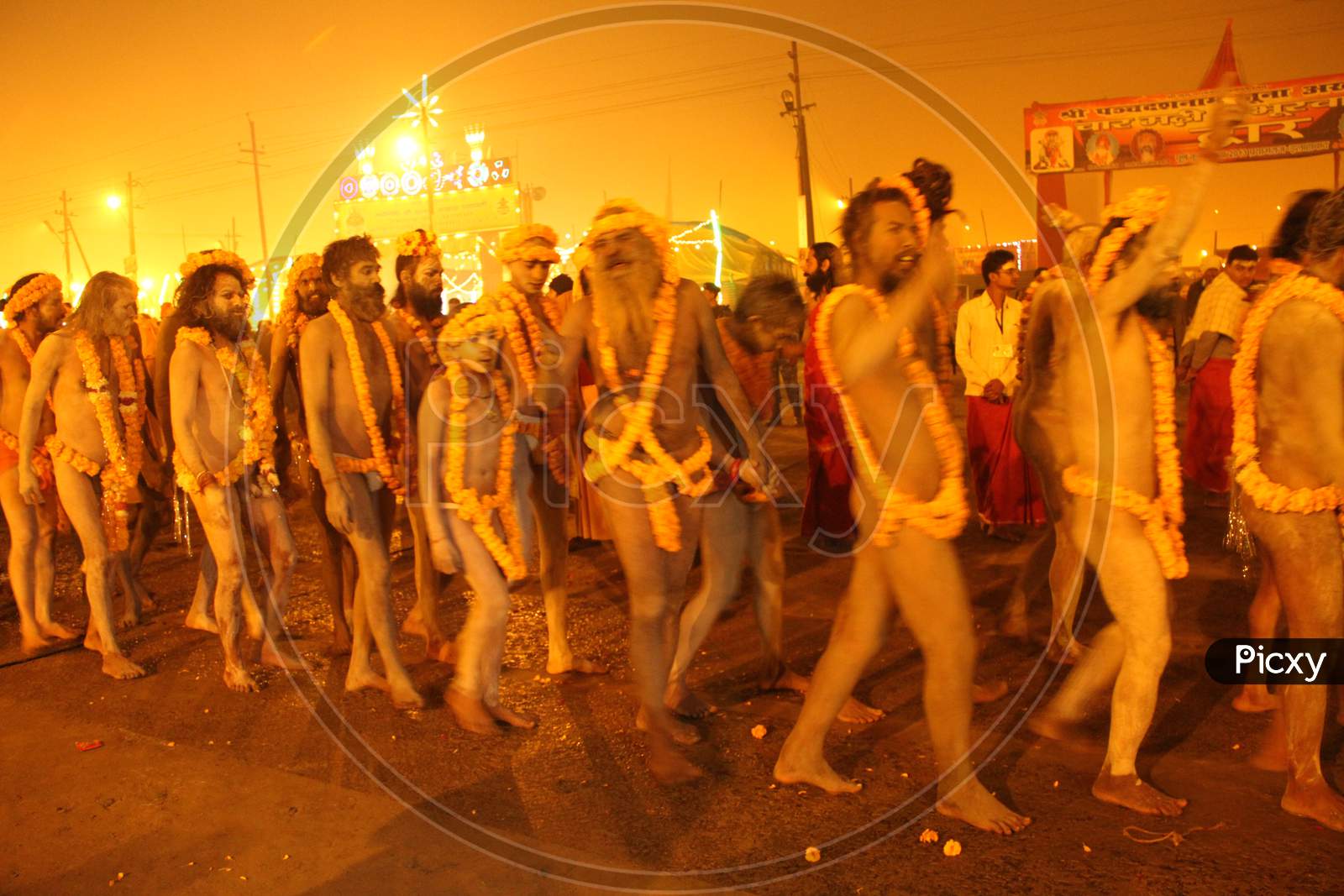 Aghori or Naga Sadhu or Hindu Holy man  Arriving  At Allahabad Kumbh Mela