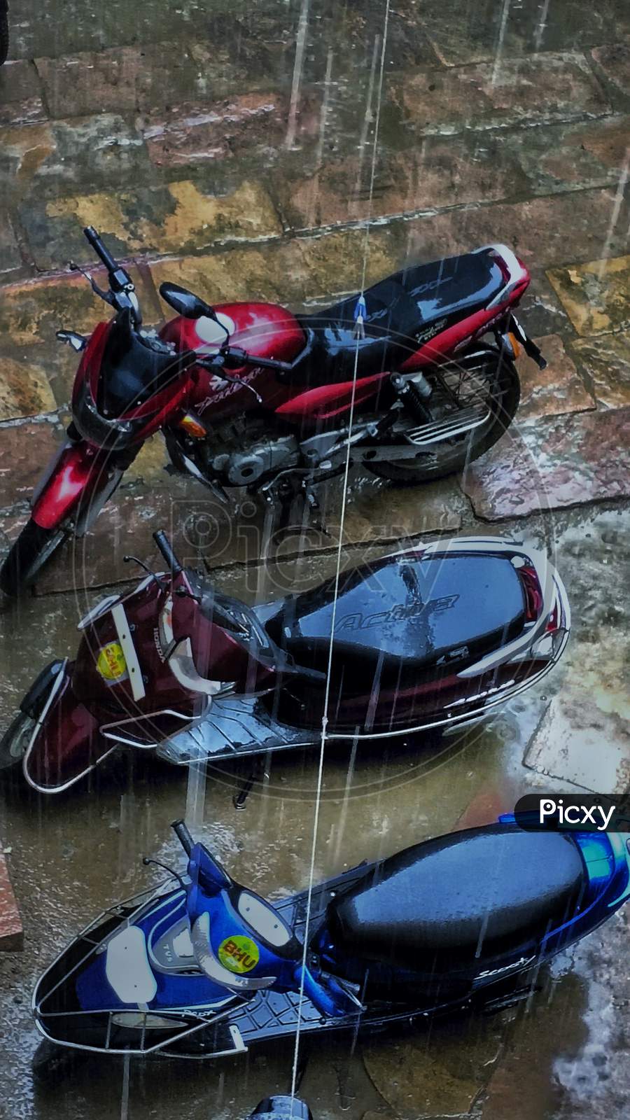 Stand bike during raining weather