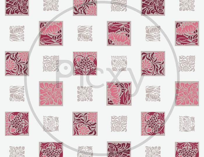 Abstract Geometrical Floral Square Design