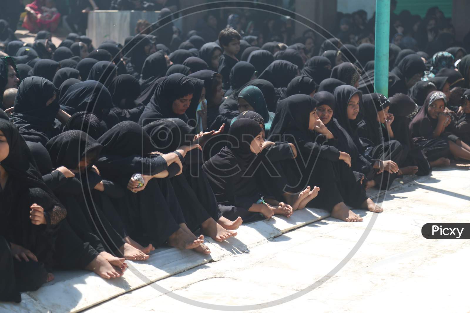 Shiite Muslim mourners flagellating themselves during a procession on the tenth day of Muharram which marks the day of Ashura in Ajmer, India.
