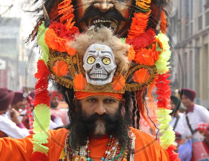 Indian Baba Or Sadhu In Kumbh Mela At Allahabad