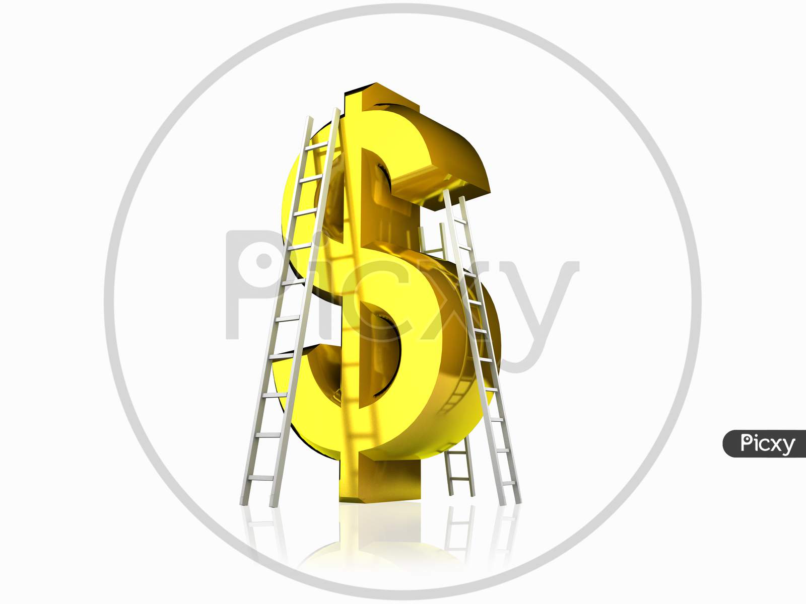 3-D golden dollar symbol