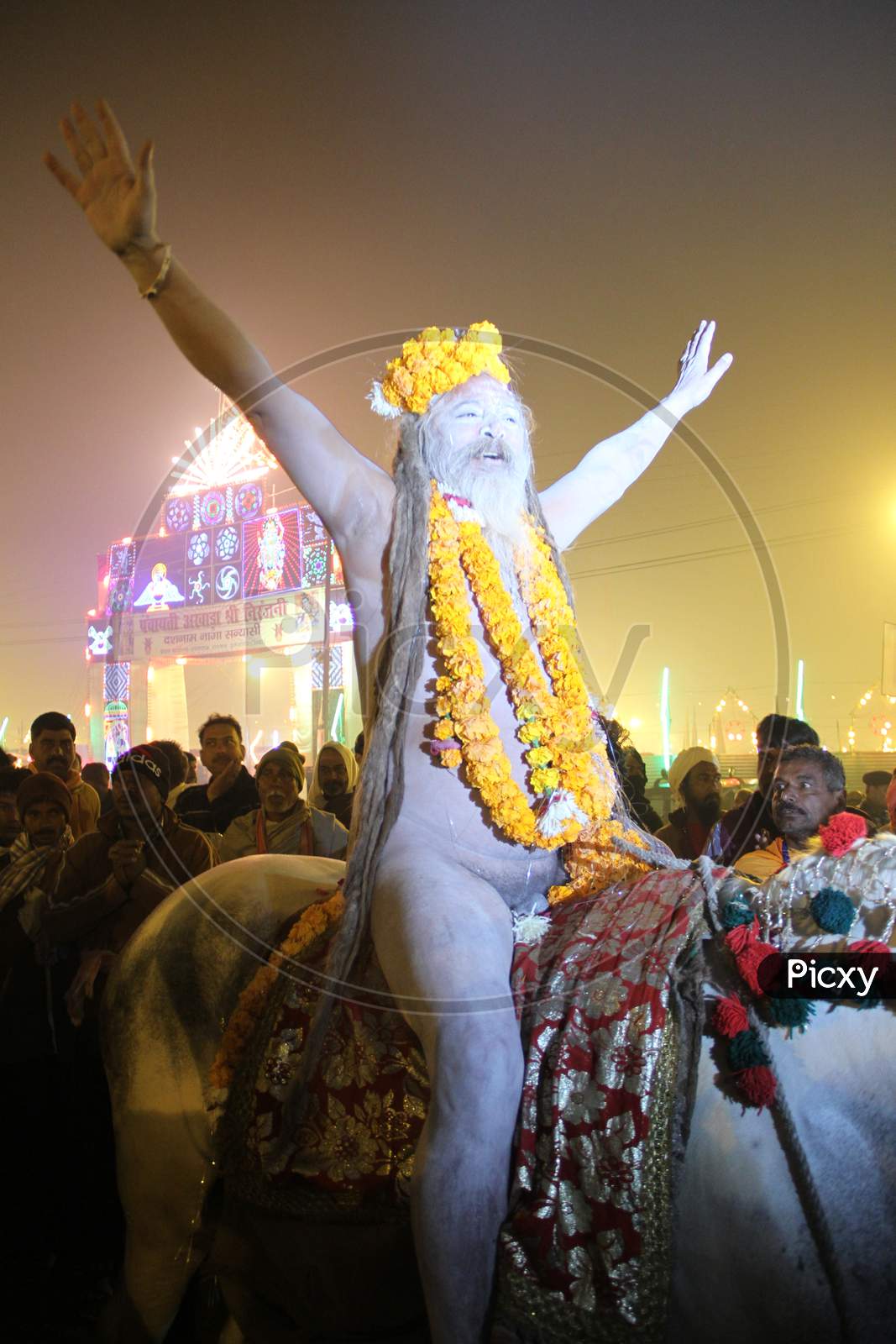 Image of Aghori or Naga Sadhu Arriving At Allahabad Kumbh Mela ...