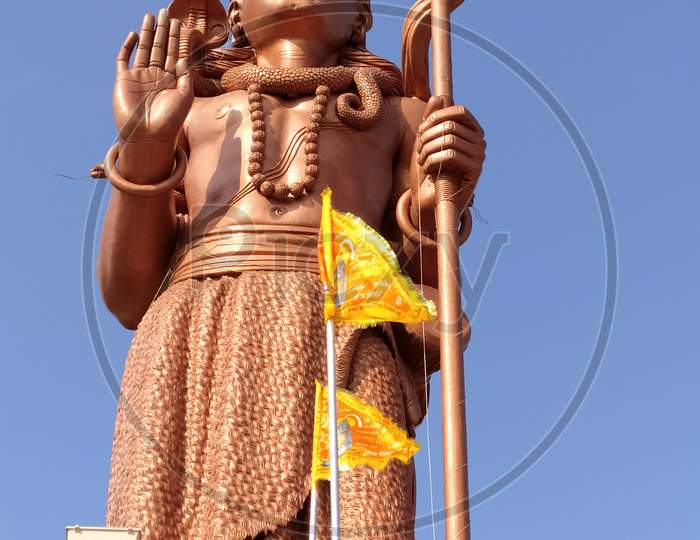 Close up view of lord shiva idol and statue.