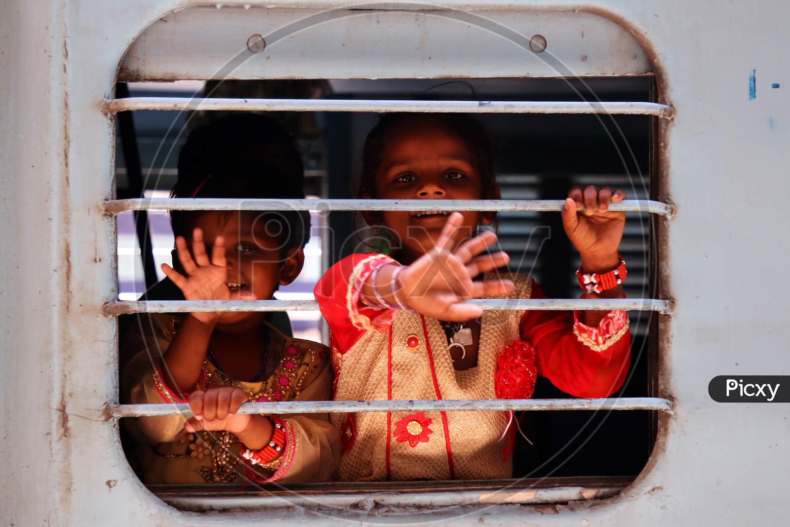 Stranded Migrants Wave As They Board A Special Train To Bihar State From Ajmer Railway Station During A Government-Imposed Nationwide Lockdown As A Preventive Measure Against The Covid-19 Coronavirus, In Ajmer On May 13, 2020.