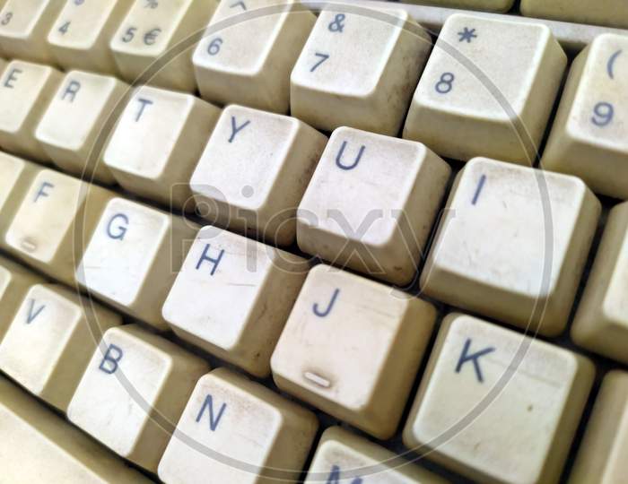 Close-up computer Keyboard focus Some keyboard characters