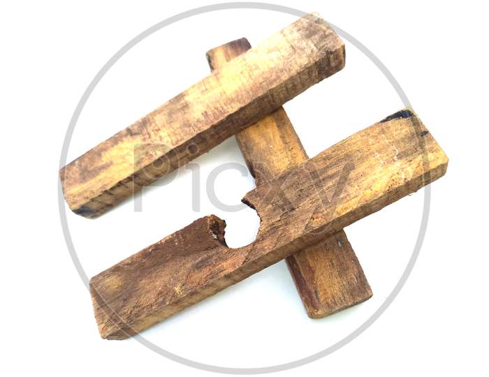 some wooden stick isolated on white background