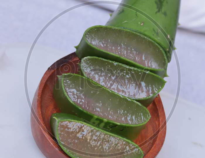 Aloe vera Gel Pieces Closeup On an Isolated Background