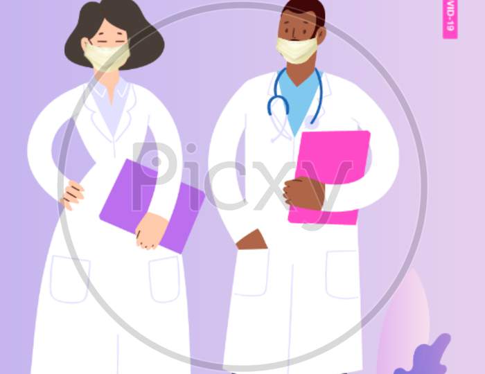 Doctor and nurse art illustration image covid 19